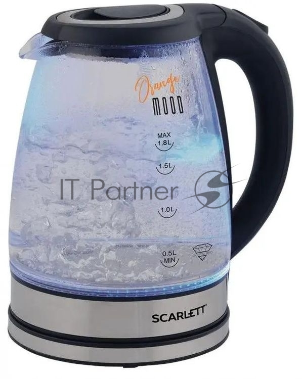 Промо_Чайник электрический Scarlett SC-EK27G36 1.8л. 1800Вт черный (корпус: стекло)