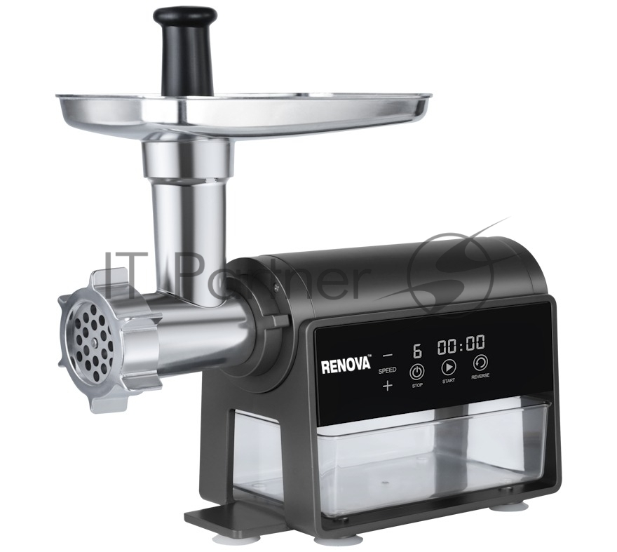 Мясорубка электрическая Renova MG300-R2BP черный, 3000 Вт, 3 кг/мин, реверс, защита от перегрузки, насадки - 5