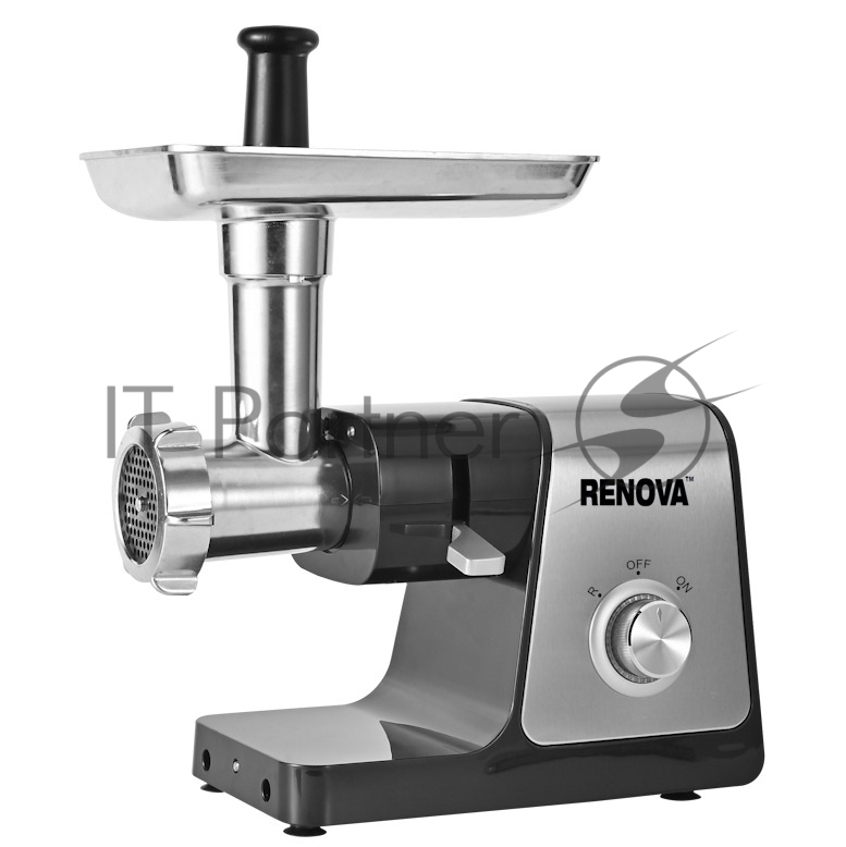Мясорубка электрическая Renova MG300-R1SP серебристый, 3000 Вт, 3 кг/мин, реверс, защита от перегрузки, насадки - 5