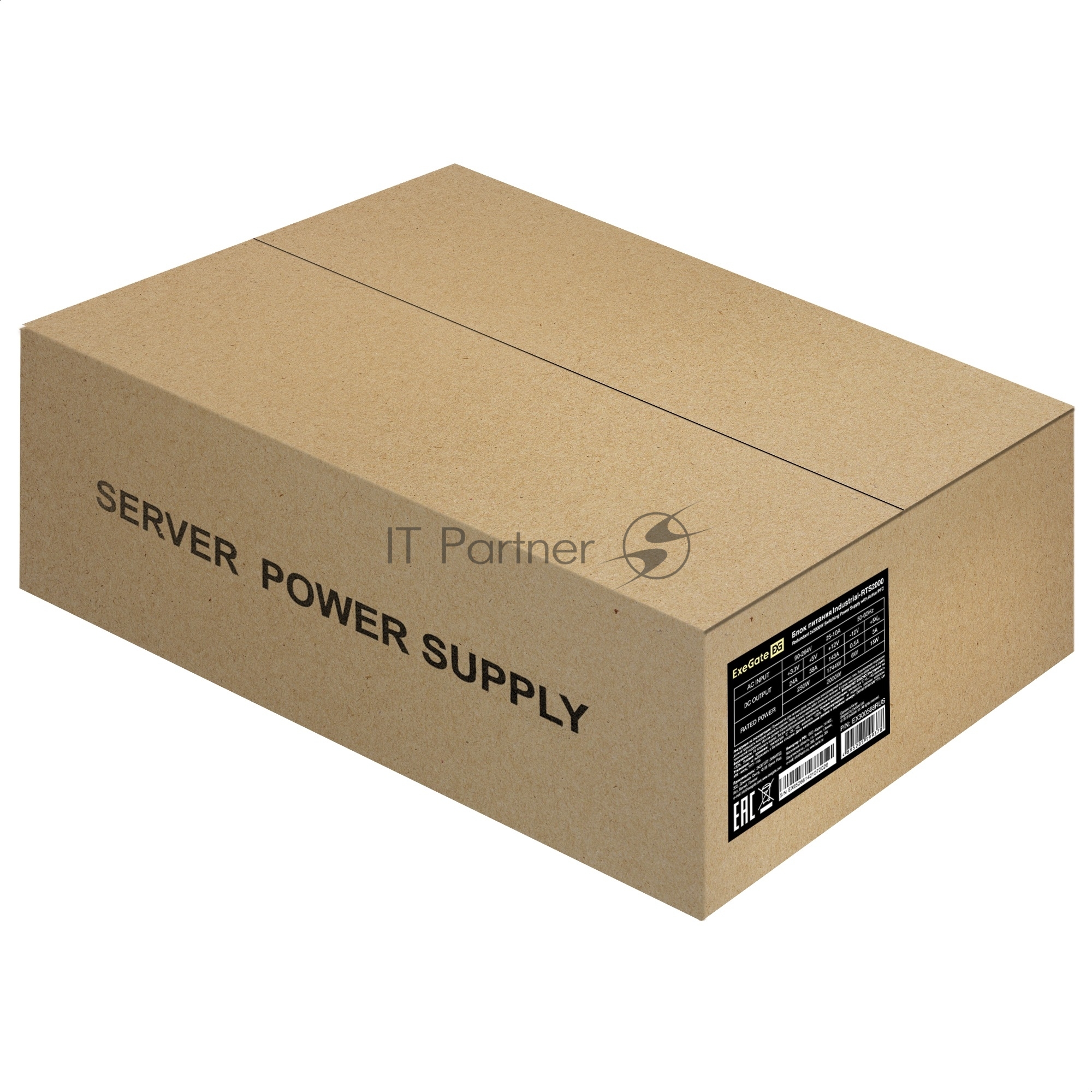 Серверный блок питания с резервированием 2U Redundant 2x2000W ExeGate Industrial-RTS2000 (CRPS, size 77x84x265mm, APFC+Half bridge (LLC)+DC-DC, КПД 94% (80 PLUS Platinum), 4 cm fan, 24pin, 2x(4+4)pin, 2PCIe, 2SATA, 6IDE, RTL)