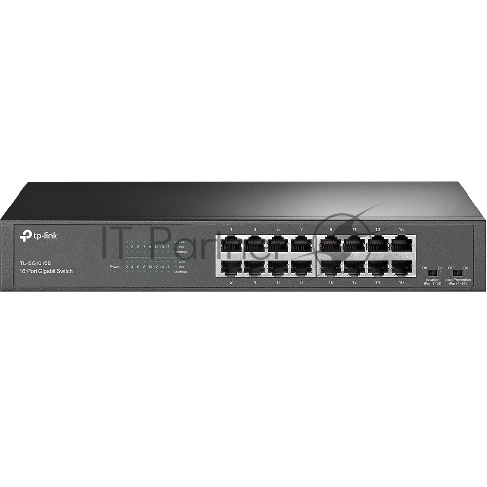 Коммутатор TP-Link TL-SG1016D, 16×1 Гбит/с, неуправляемый