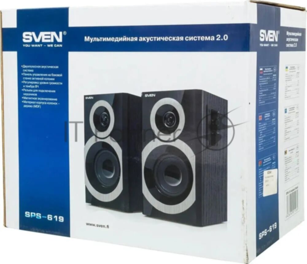 Акустическая система Sven SPS-619 2.0 черный 20Вт
