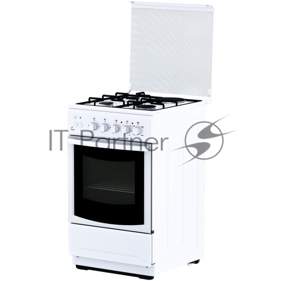 Плита комбинированная Flama RK 23-121 W белый, конфорок 3 газовых и 1 электрическая, духовка 50 л, 50 см x 85 см x 60 см