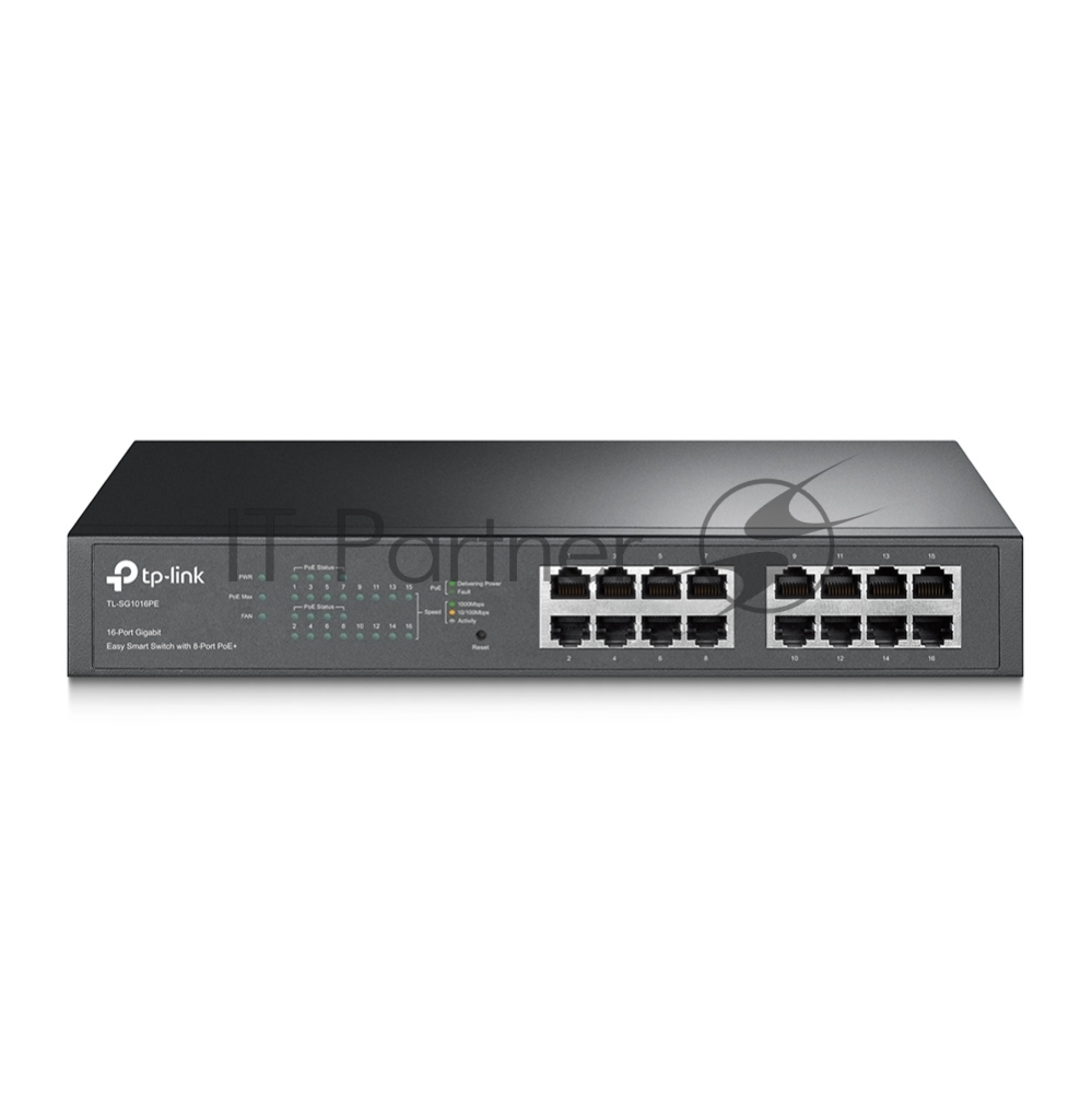 Коммутатор TP-Link TL-SG1016PE, 8×1 Гбит/с PoE+ + 8×1 Гбит/с Uplink, настраиваемый
