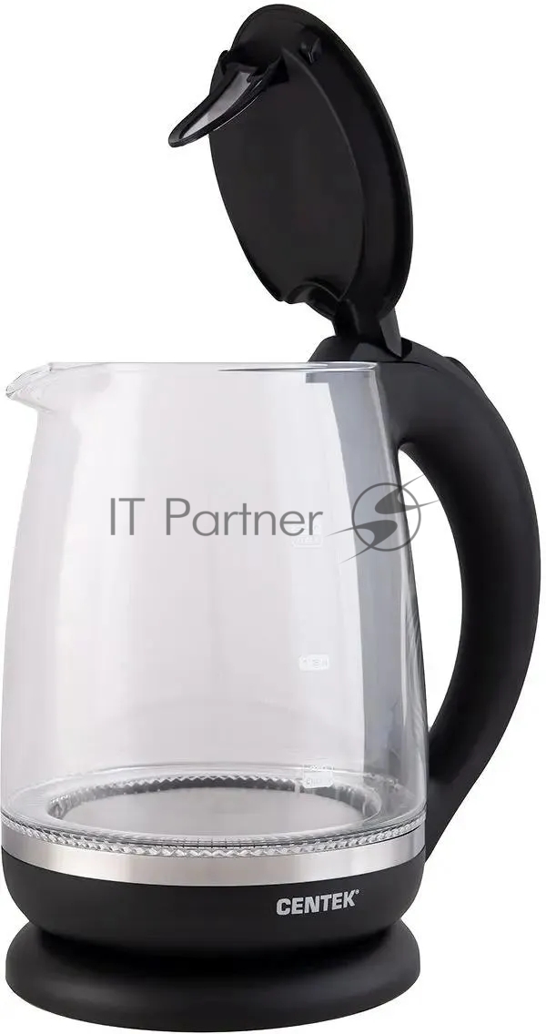 Чайник электрический Centek CT-0015 черный/прозрачный, 2.0 л, 2200 Вт, скрытый нагревательный элемент