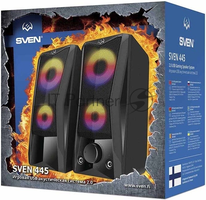 Акустическая система SVEN 445, черный, USB, 2.0,2x3 Вт(RMS), подсветка