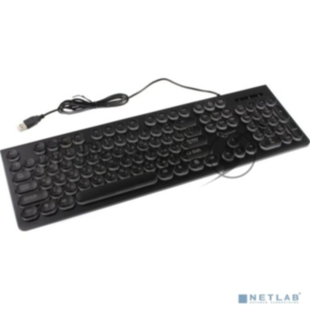 Клавиатура с подсветкой Gembird KB-240L, USB, черный, 104 клавиши, подсветка Rainbow, круглые клавиши, кабель 1.5м